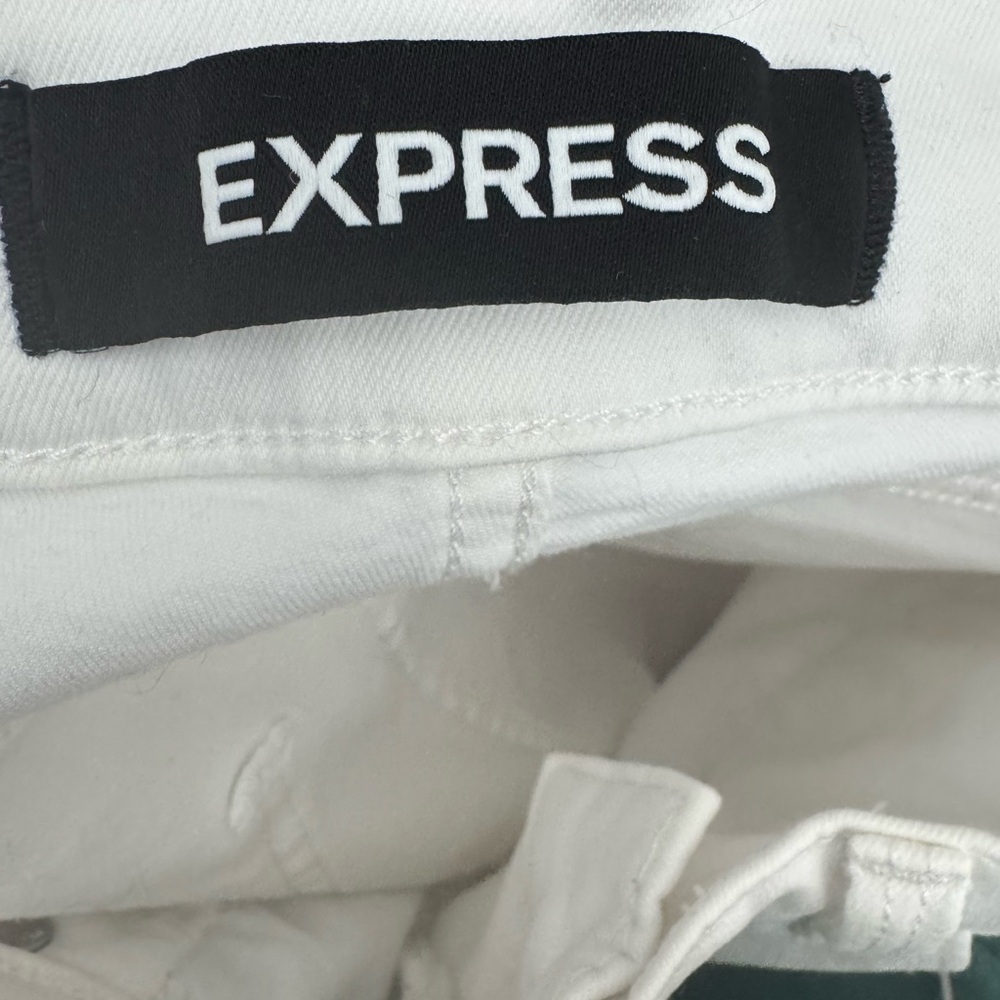 Express Stretch Mid Rise White Denim - Picture 5 of 6